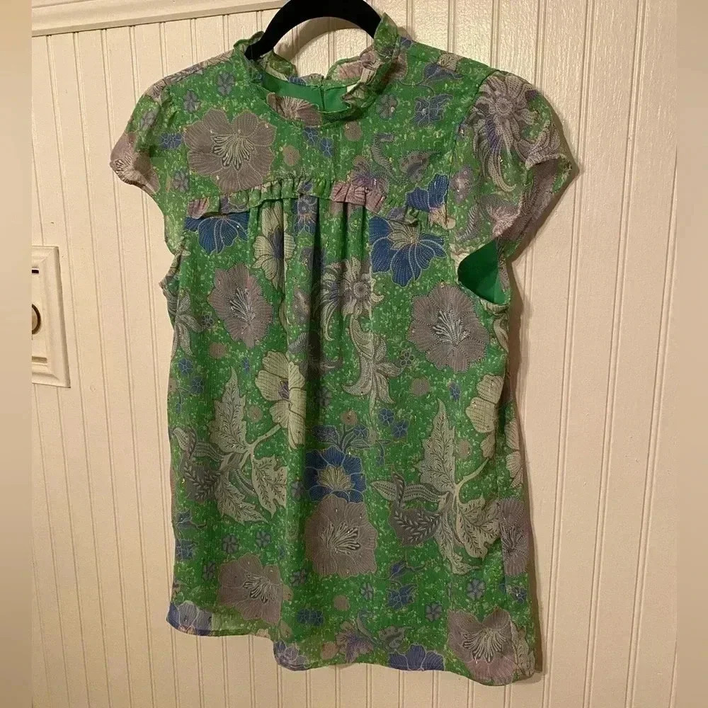 Joie green and purple blouse